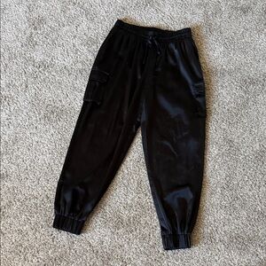 Glam Midnight Black Satin Trousers